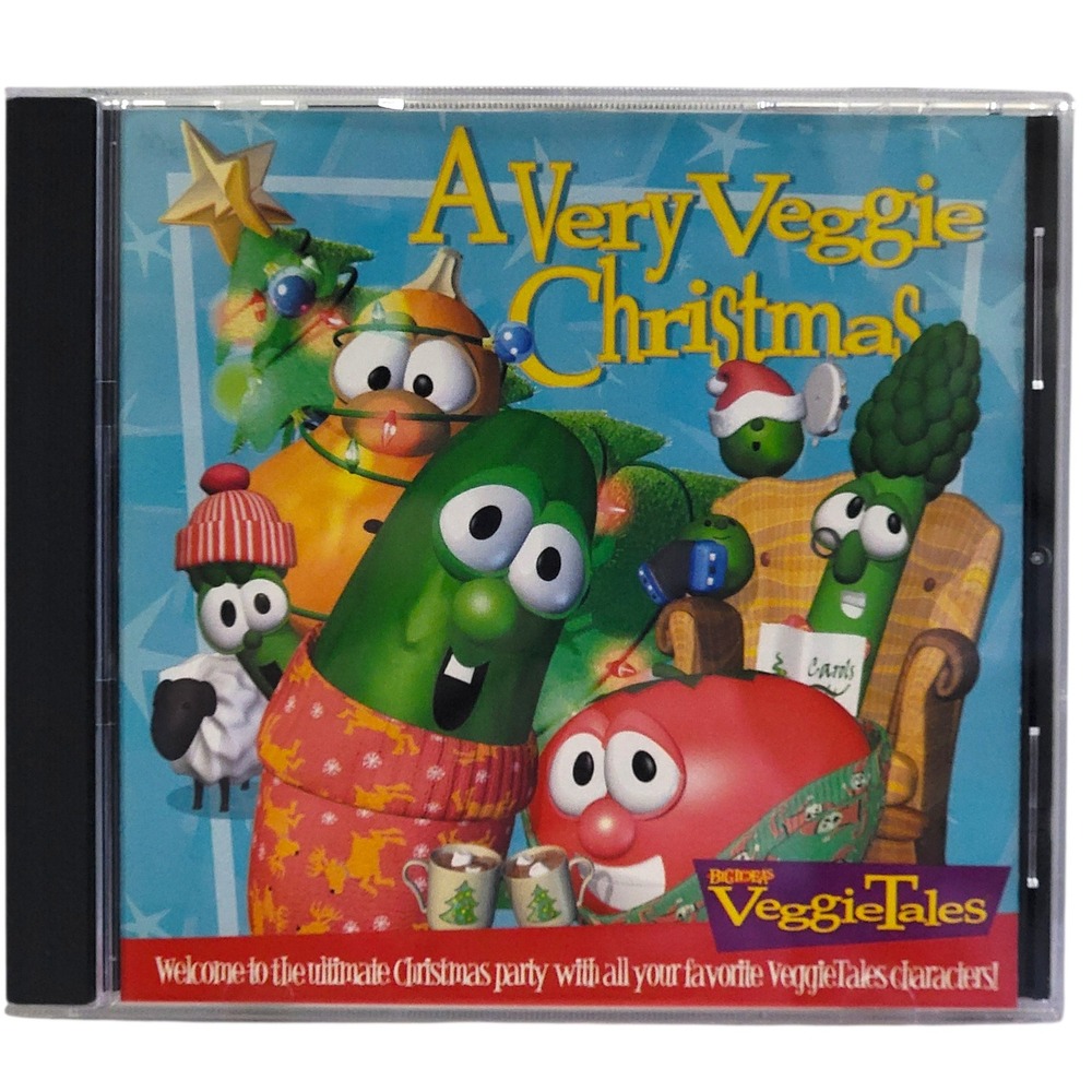 VTG 90s VeggieTales A Very Veggie Christmas CD 1998 Christian Holiday Music Kids
